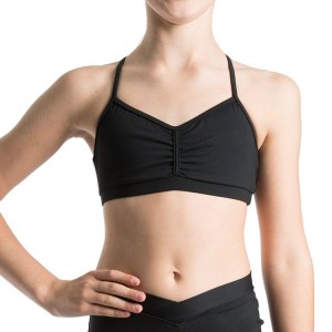 Kids' Bloch Bunga Gathered Racer Crop Tops Black | USJKU89987