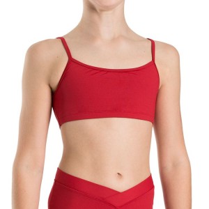 Kids' Bloch Dielle Straight Front Crop Tops Red | LUSTR84228