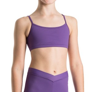 Kids' Bloch Dielle Straight Front Crop Tops Purple | USNZX25772