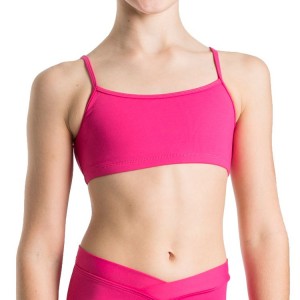 Kids' Bloch Dielle Straight Front Crop Tops Hot Pink | XUSGW87888