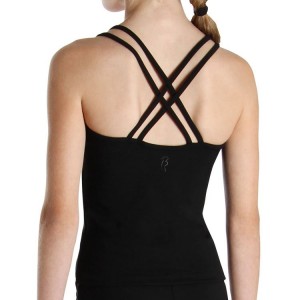 Kids' Bloch Double Cross Cami Tops Black | USCIF35245