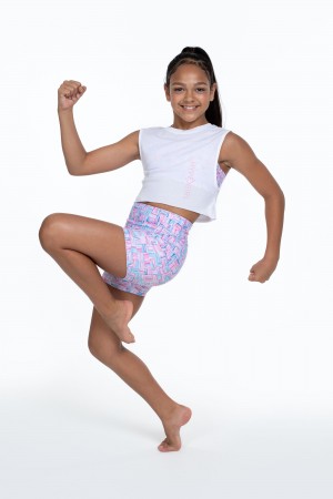 Kids' Bloch Flo Active Crop Muscle Tops White | USZDE35829