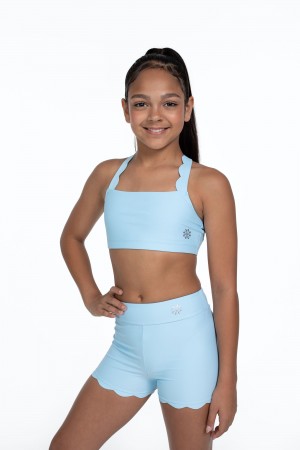 Kids' Bloch Flo Active Megan Scalloped Edge Bra Tops Sky | UUSTG58500