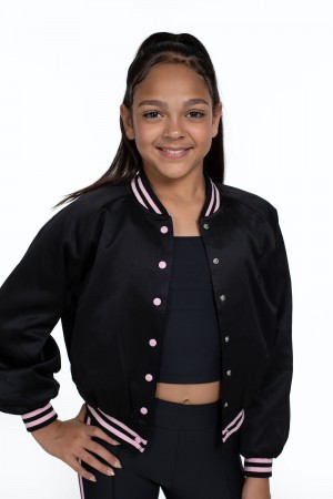 Kids' Bloch Flo Active Rizzo Bomber Jacket Tops Black | QUSWA73326