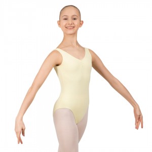 Kids' Bloch Gathered Front With Low Back Leotards Lemon | USCVG31074