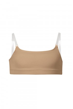 Kids' Bloch Leia Crop Top Underwear Tan | ZUSMJ85282