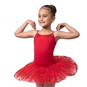 Kids' Bloch Perlaida' Sequin Overlay Tutu Leotards Red | EUSHC55196