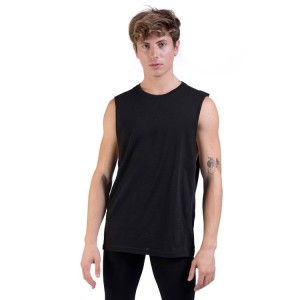 Men's Bloch Harris Relaxed Drop Arm Muscle Tops Black | QUSWA29057