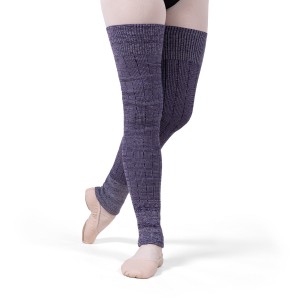 Men's Bloch Knit Long Ribbed Legwarmers Knitwear Purple/Silver | DUSVO45465