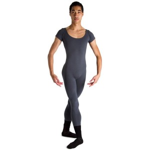 Men's Bloch Matt Scoop Neck Cap Sleeve Unitards Graphite | USNEJ70829