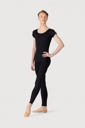 Men's Bloch Microlux™ Scoop Neck Cap Sleeve Unitards Black | UUSTG16513