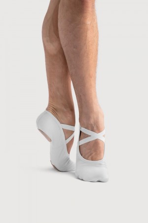 Men's Bloch Performa Stretch Canvas Ballet Flats White | PUSQX95983