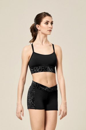 Women's Bloch Avianna Animal Printed Mesh Racer Back Tops Black | USCVG30409