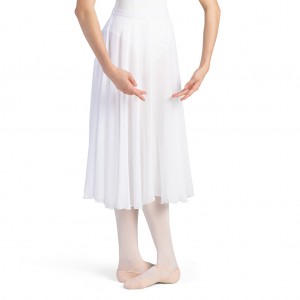 Women's Bloch Cambria Full Circle Chiffon Skirts White | SUSNY95498