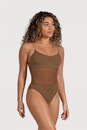 Women's Bloch Cordelia Mesh Panel Underwear Almond | USNZX74395