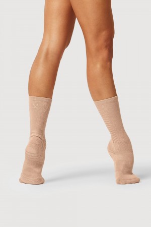 Women's Bloch Dance Sock Contemporary Sand | QUSUV30557