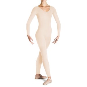 Women's Bloch Eugene Long Sleeve Scoop Unitards Wheat | DUSKV65384