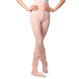 Women's Bloch Full Length Roll Waist Womens Warmup Pant Knitwear Pink | USICD45923