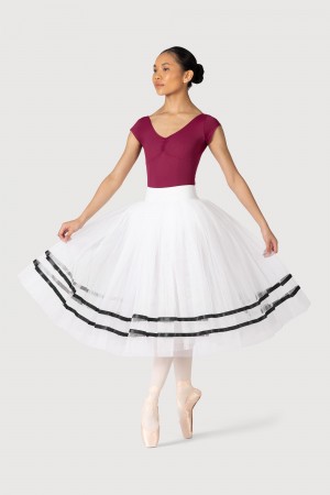 Women's Bloch Giselle Ribbon Romantic ½ Tutu Skirts White/Black | BUSSD58064