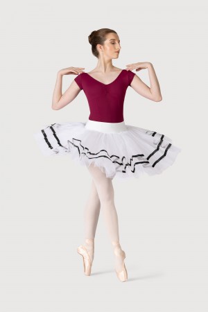 Women's Bloch Nadia Ribbon ½ Tutu Skirts White/Black | TUSWZ42076