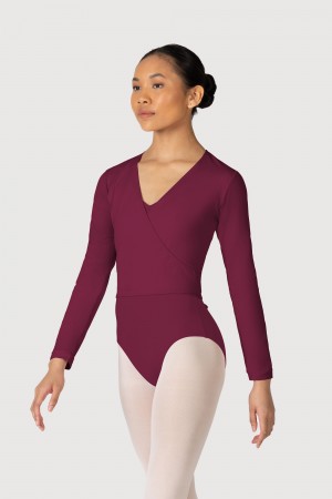 Women's Bloch Overture Crossover Long Sleeve Wrap Tops Burgundy | UUSTG73897