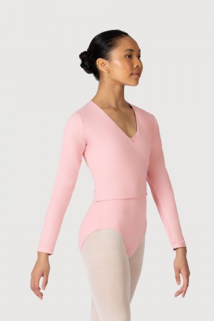 Women's Bloch Overture Crossover Long Sleeve Wrap Tops French Rose | EUSHC52169