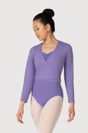 Women's Bloch Overture Crossover Long Sleeve Wrap Tops Jacaranda | ZUSMJ99066