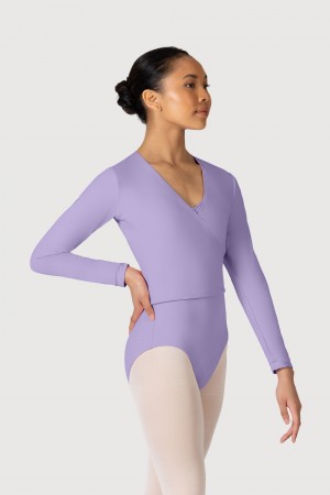 Women's Bloch Overture Crossover Long Sleeve Wrap Tops Lilac | BUSSD19199