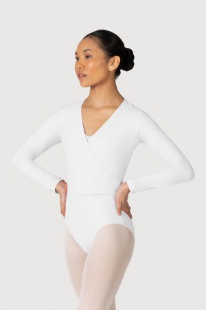 Women's Bloch Overture Crossover Long Sleeve Wrap Tops White | USEGJ50643