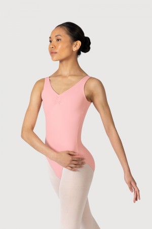 Women's Bloch Overture Odetta Sleeveless Pleat Leotards French Rose | USDYB17679