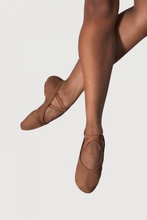 Women's Bloch Performa Stretch Canvas Ballet Flats Cocoa | USNZX14999