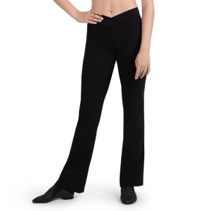 Women's Bloch V Front Full Length Jazz Bottoms Black | FUSHY23153