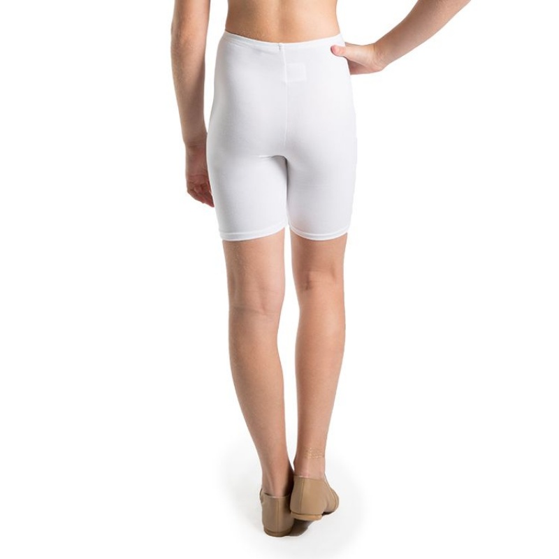 Kids' Bloch Basic Bike Length Short Bottoms White | USQCS93936