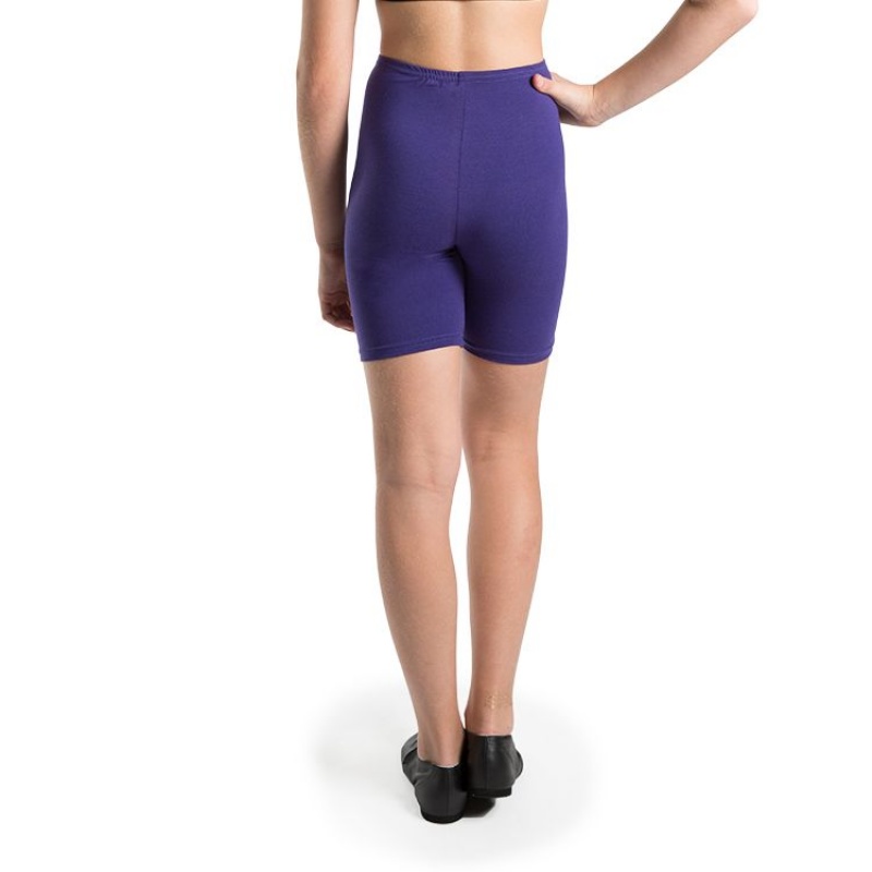 Kids' Bloch Basic Bike Length Short Bottoms Deep Purple | PUSER21466