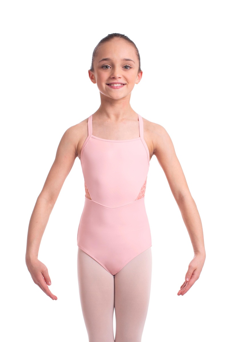 Kids' Bloch Becki Animal Printed Mesh Camisole Leotards Candy Pink | YUSGT27916