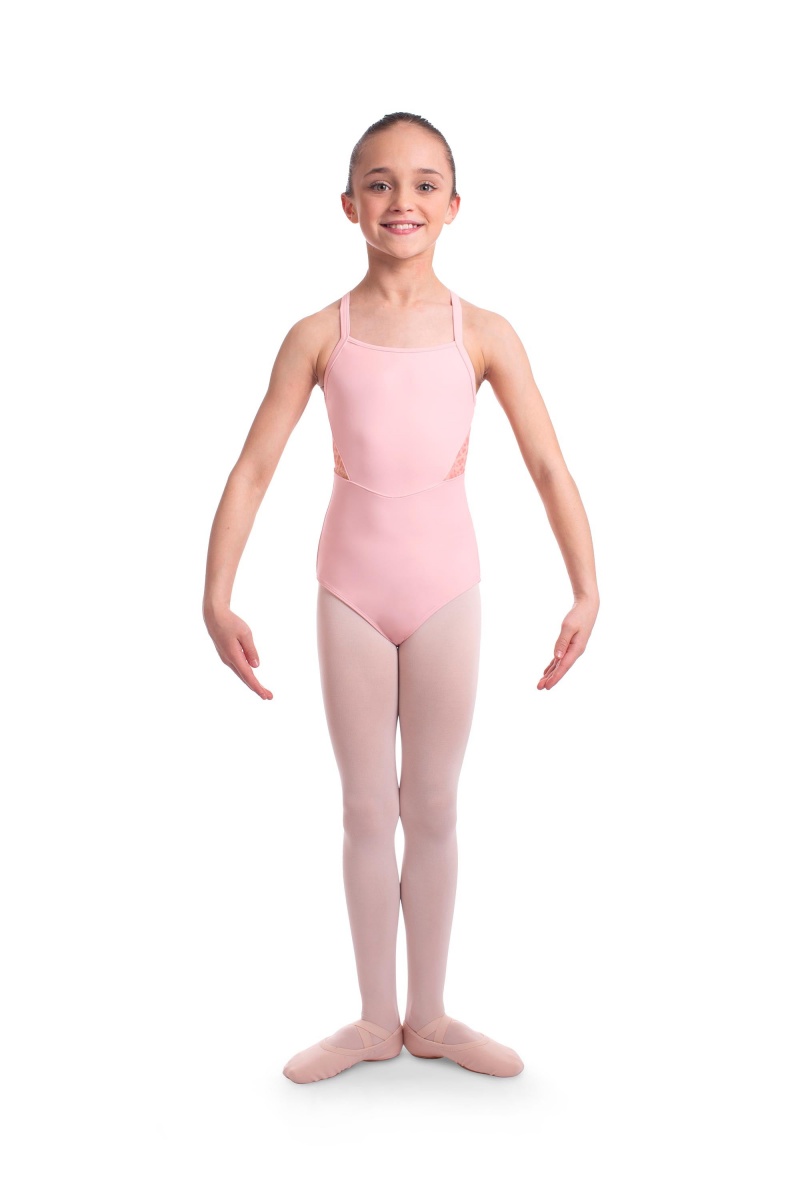 Kids\' Bloch Becki Animal Printed Mesh Camisole Leotards Candy Pink | YUSGT27916