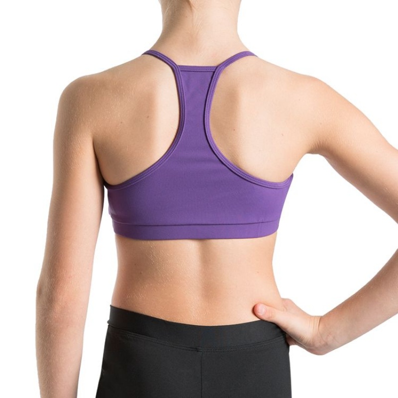 Kids' Bloch Bunga Gathered Racer Crop Tops Purple | USJZR23245