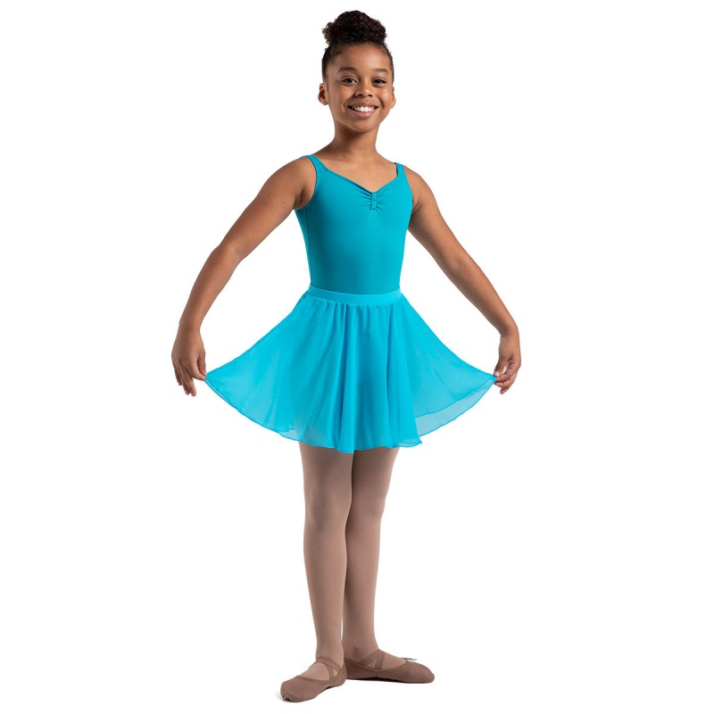 Kids' Bloch Chayanne Chiffon Short Circle Skirts Capri Blue | USXMI28624