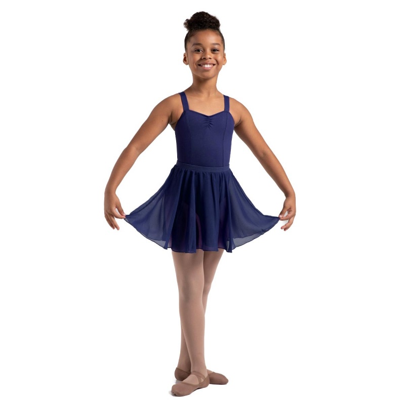 Kids' Bloch Chayanne Chiffon Short Circle Skirts Navy | USJVR57407