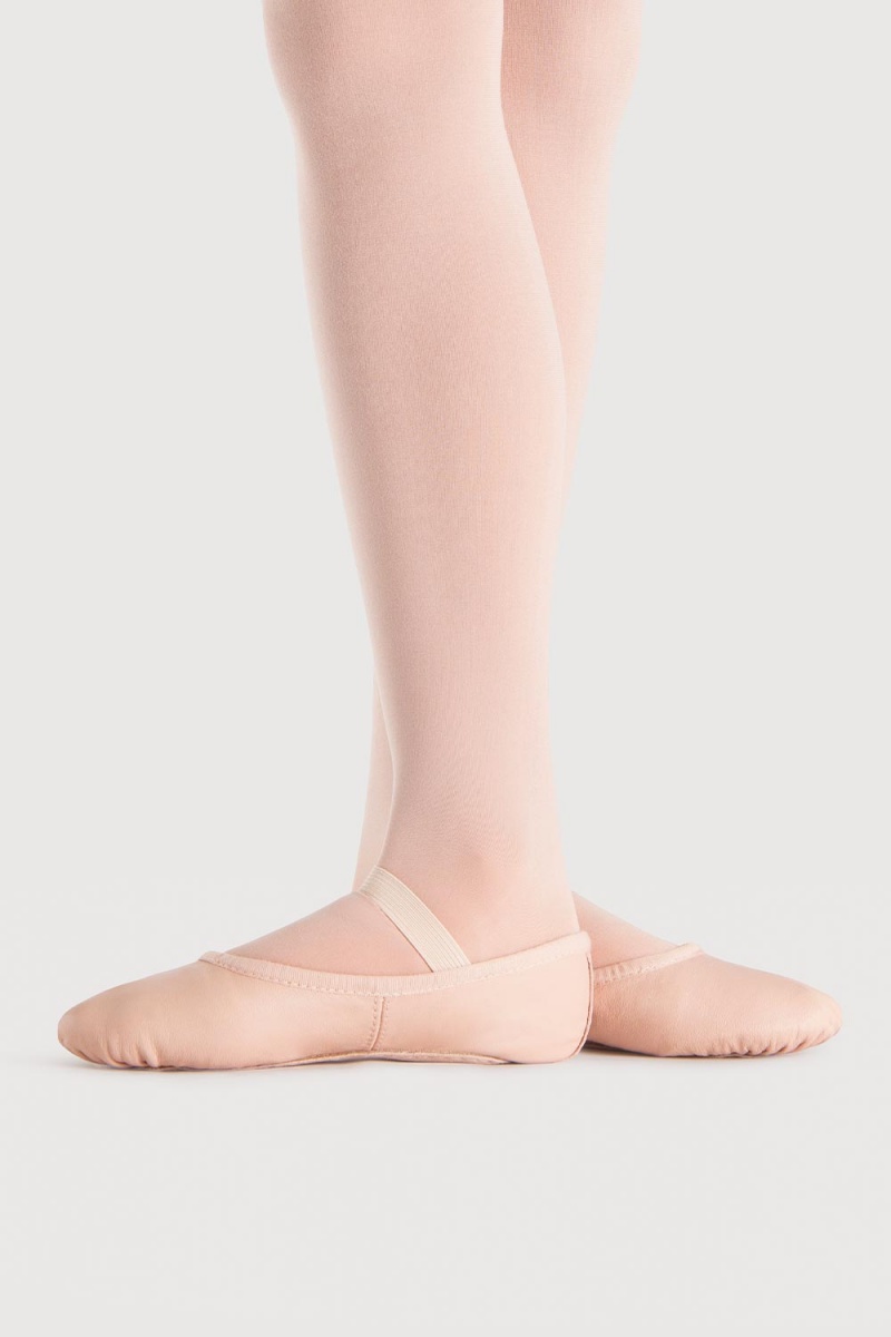 Kids' Bloch Dansoft Leather Girls Ballet Flats Pink | QUSUV50837