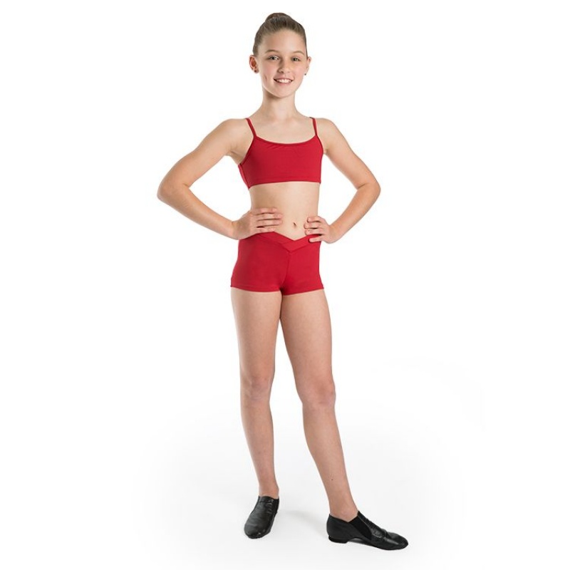 Kids' Bloch Dielle Straight Front Crop Tops Red | LUSTR84228