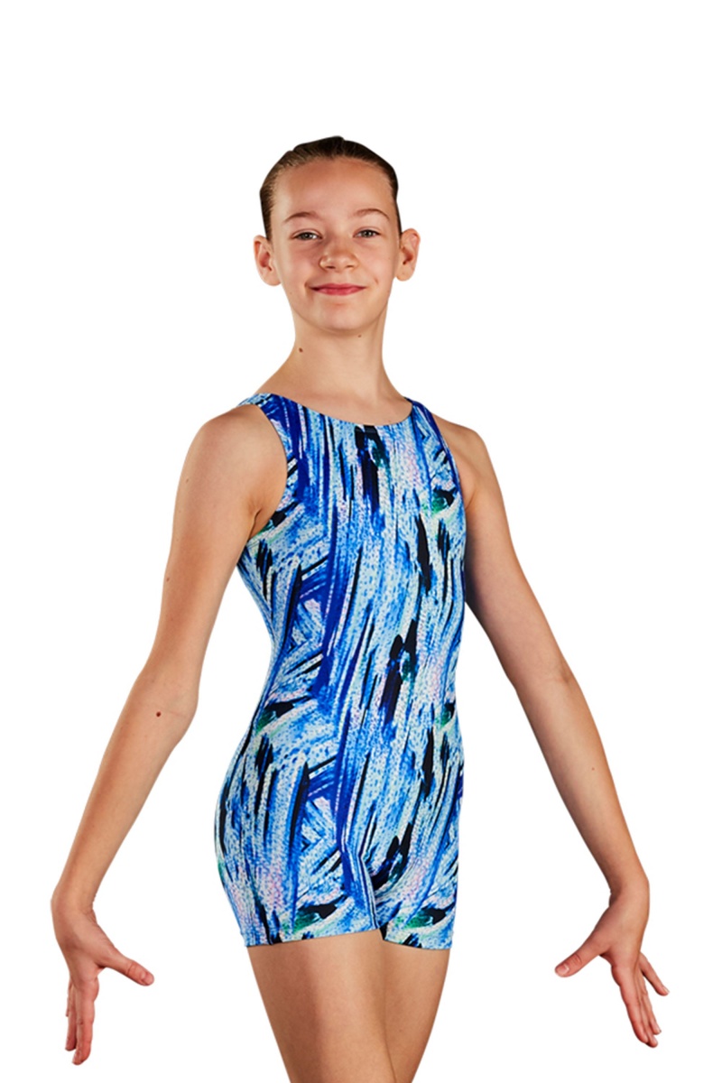 Kids\' Bloch Electric Blues Printed Unitards Electric Blues | YUSVQ28394