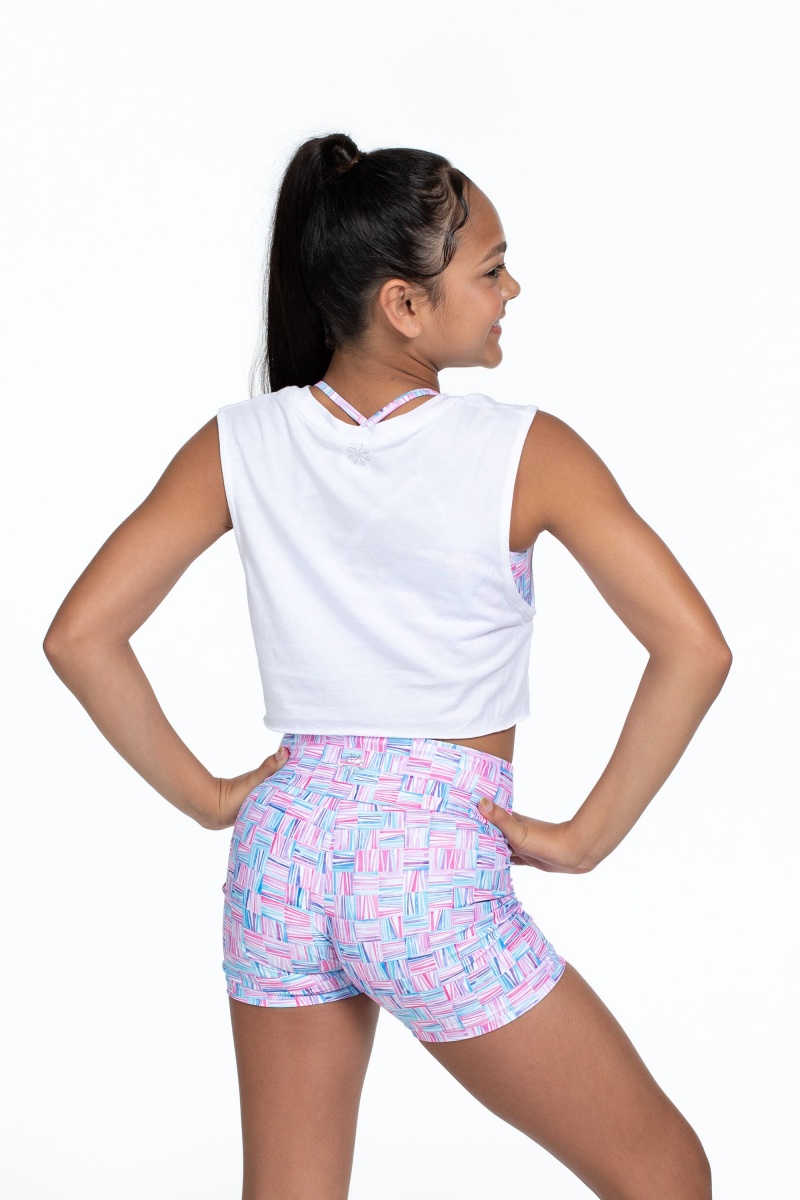 Kids' Bloch Flo Active Crop Muscle Tops White | USZDE35829