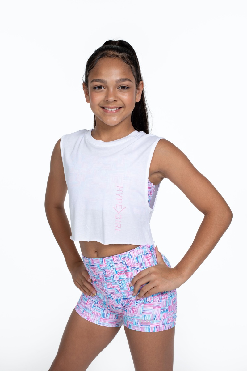 Kids' Bloch Flo Active Crop Muscle Tops White | USZDE35829