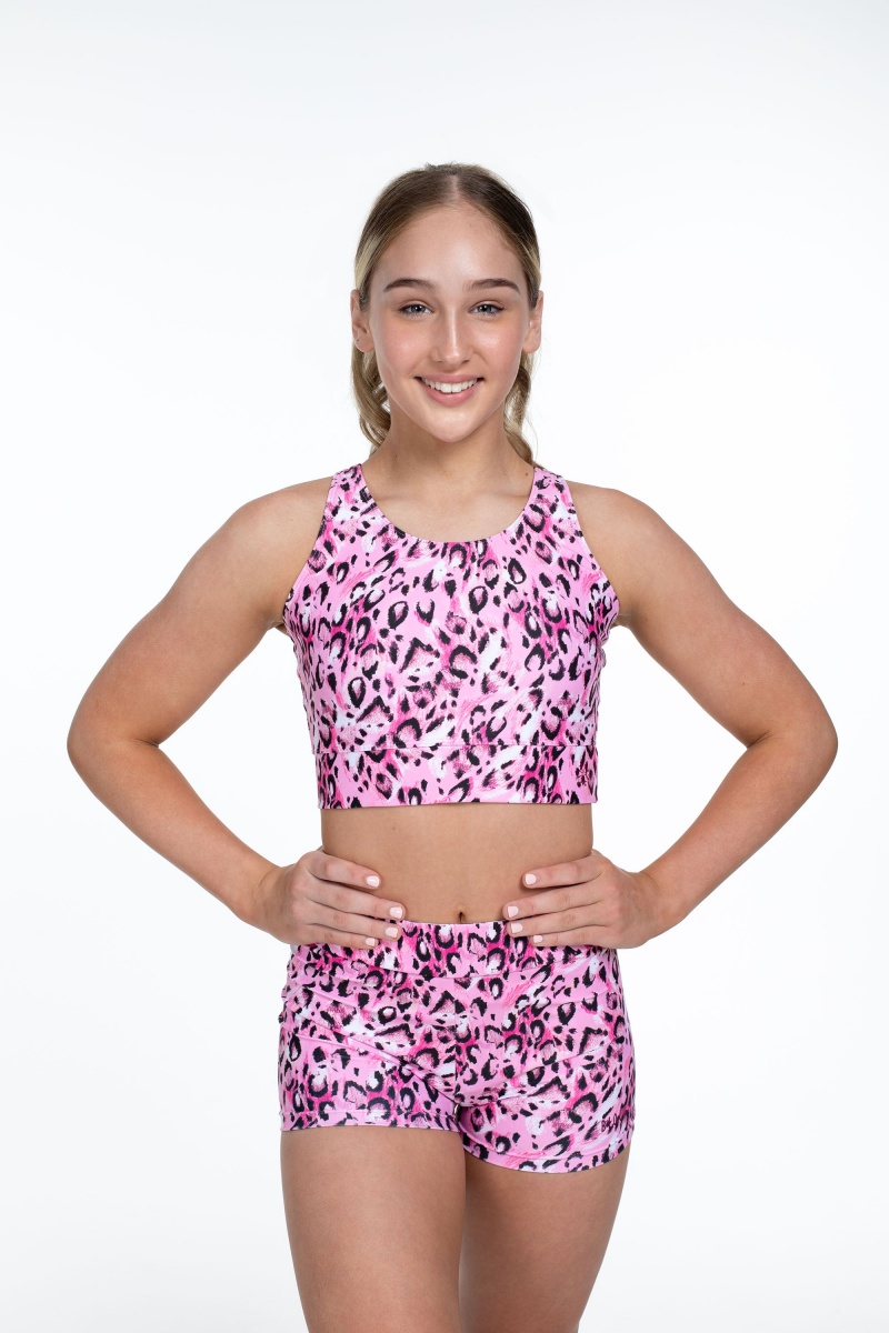 Kids' Bloch Flo Active Jasmine V Back Tops Sketch Leopard | USJVR15509