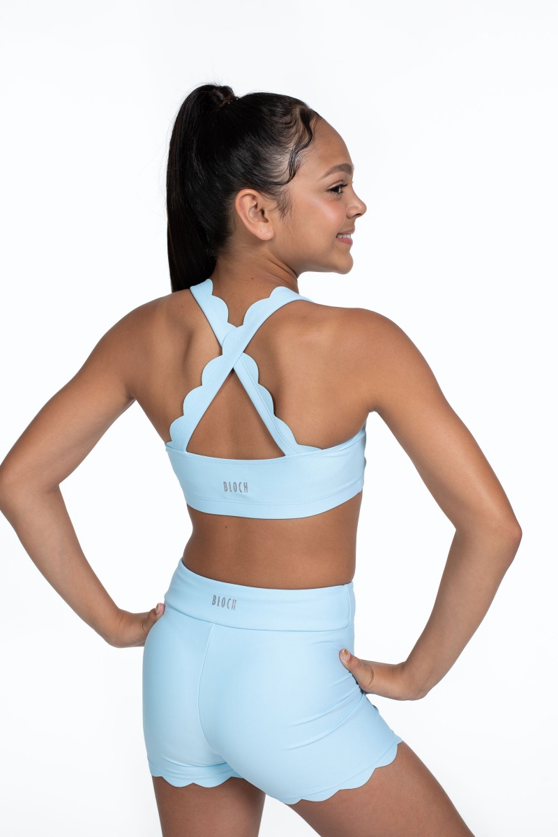 Kids' Bloch Flo Active Megan Scalloped Edge Bra Tops Sky | UUSTG58500