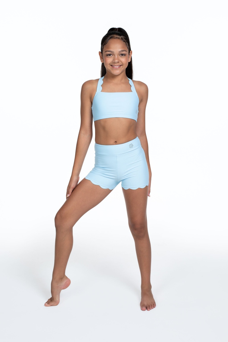 Kids' Bloch Flo Active Megan Scalloped Edge Bra Tops Sky | UUSTG58500