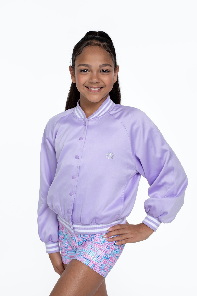 Kids' Bloch Flo Active Rizzo Bomber Jacket Tops Lilac | USJBT32897