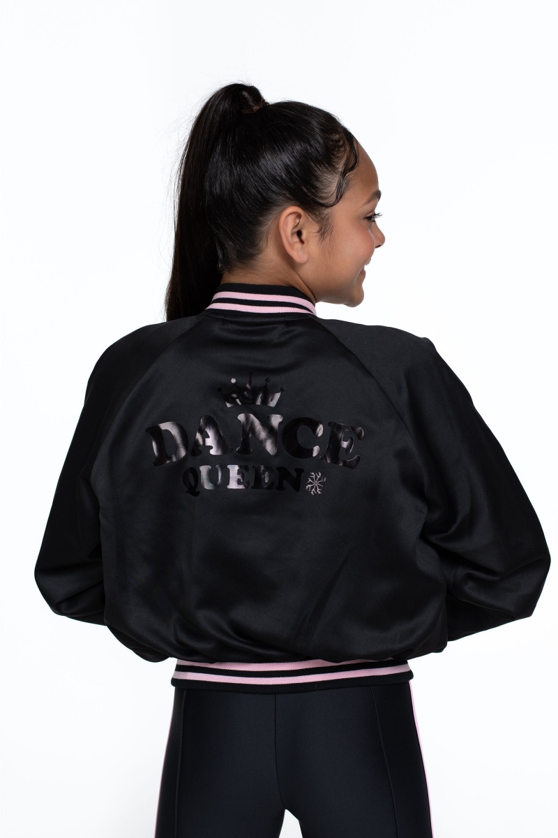 Kids' Bloch Flo Active Rizzo Bomber Jacket Tops Black | QUSWA73326