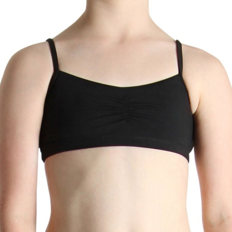 Kids\' Bloch Gather Front Crop Tops Black | USZPD32806